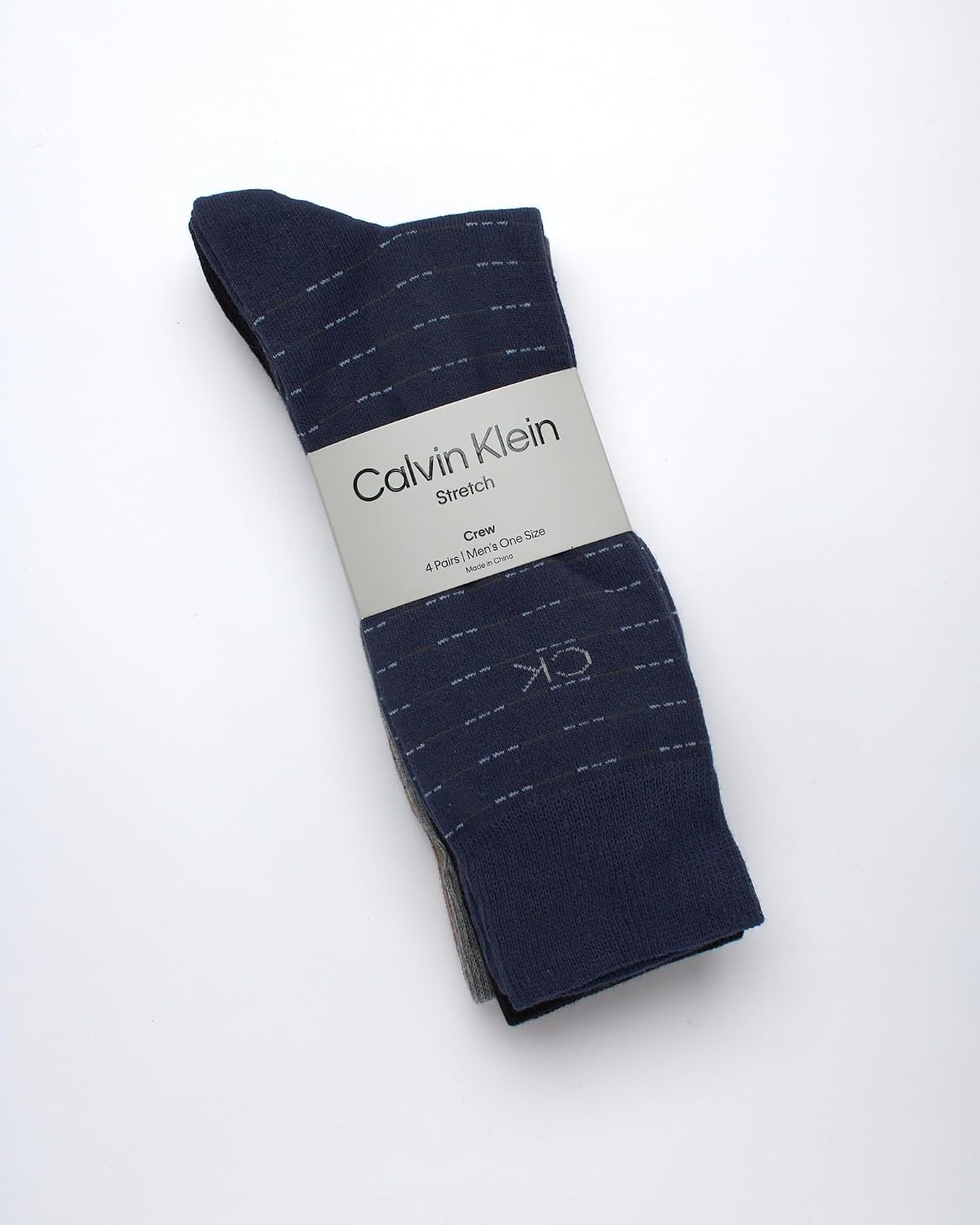 Calvin Klein Mens 4 Pack Soft Cotton Blend Patterned Dress Crew Socks