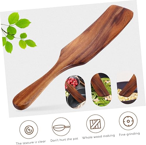 Miniatura 2 de FUNOMOCYA Estilo europeo mango largo pala de madera wok espátula mezcla mantequilla herramientas pastelería queso raspador filete pizza espátula