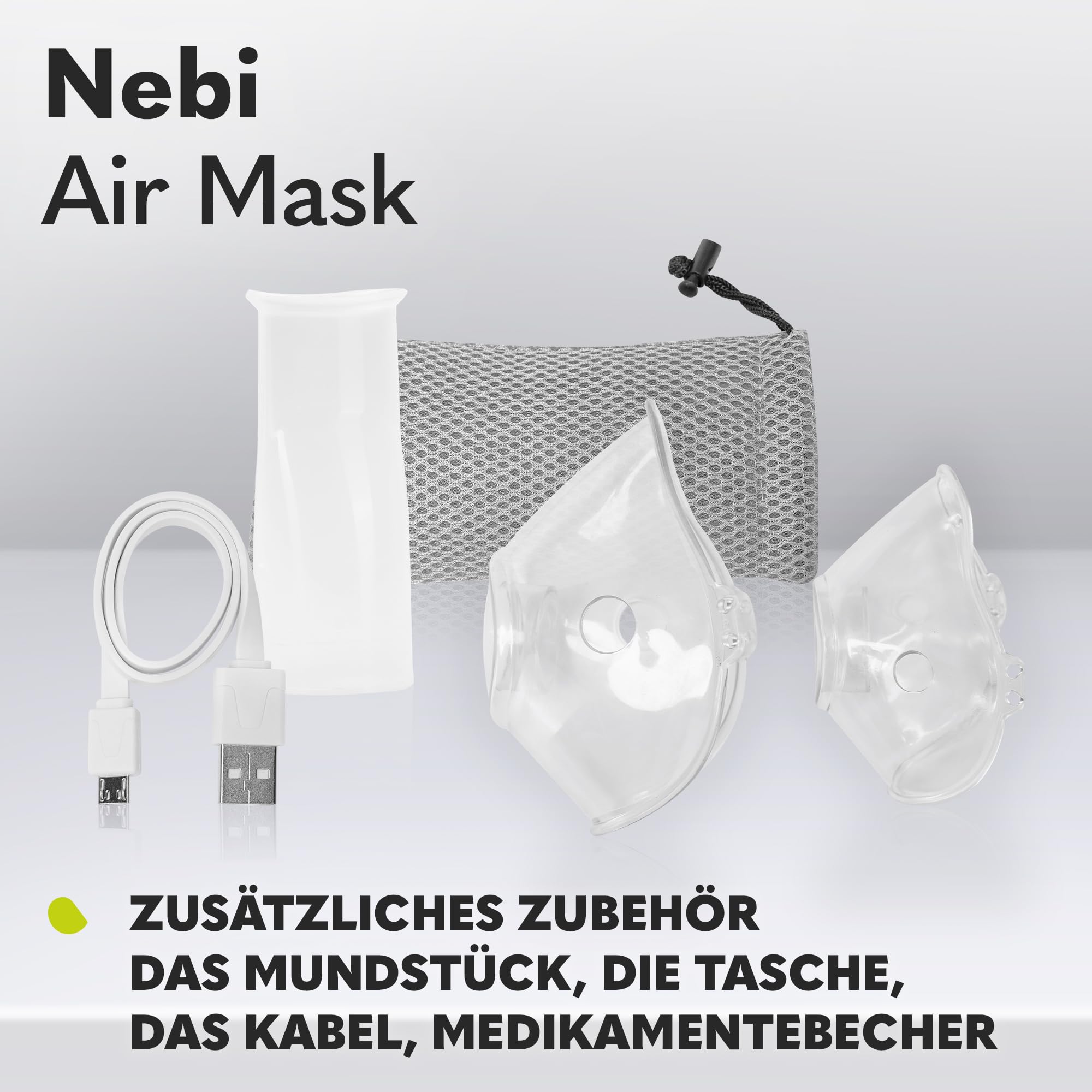 LIONELO Nebi Air Mask Inhalator, Vernebler für Kinder und Erwachsene | leise, kompakt und tragbar, für Erkrankungen der Atemwege, Infektionen und Allergien, hohe Effizienz Inhalation
