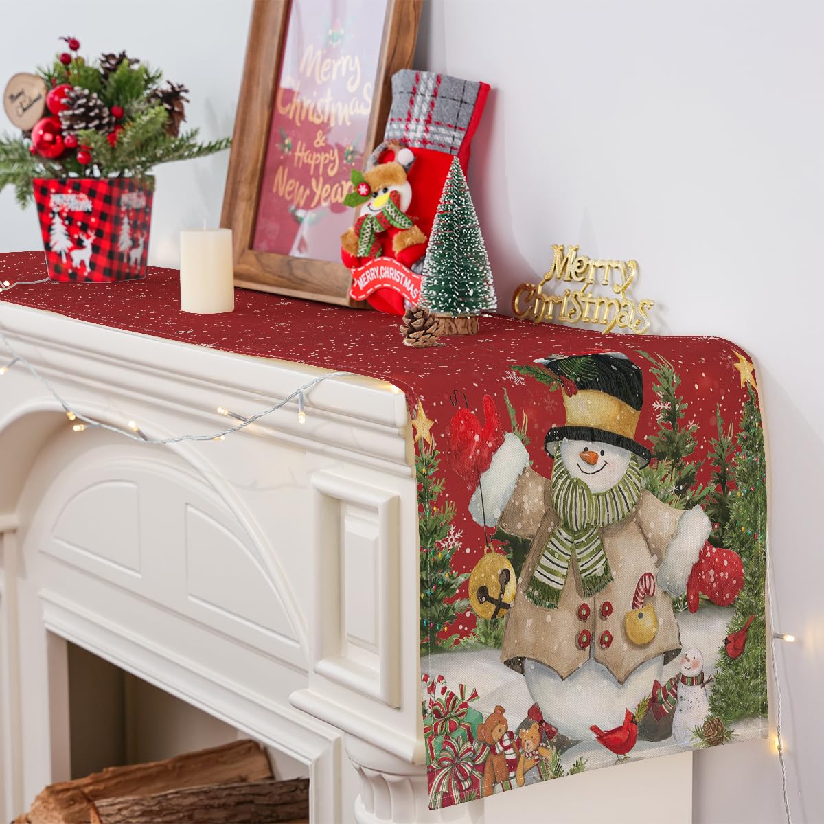 Camino De Mesa De Navidad De 13 X 108 Pulgadas, Camino De Mesa A De 13 X 108 Pulgadas Camino De Mesa A Cuadros Verdes Para Decoracion De Mesa De Navidad Fiestas Casa De Campo Otono