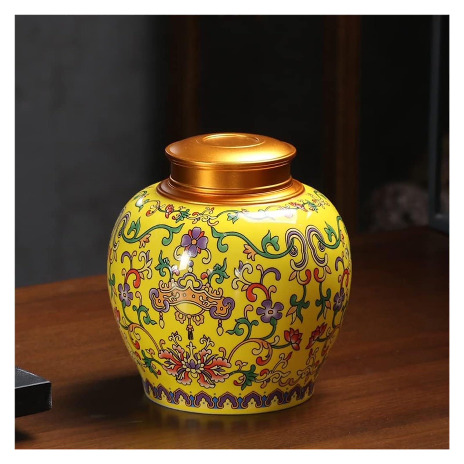 Słoiki z herbatą Ceramiczny pojemnik na herbatę Słoik do przechowywania chińskiej herbaty z podwójną pokrywką, dekoracja Tradycyjna chińska emaliowana porcelana Luźne puszki na herbatę Puszki Pudełko