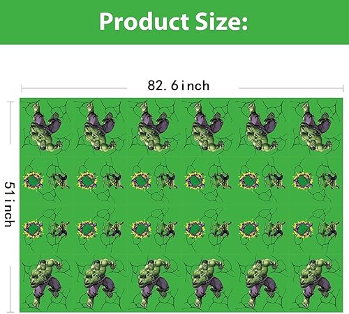 Miniatura 2 de Mantel de plástico para fiesta de cumpleaños de Hulk, 3 piezas, 51 x 82.6 pulgadas, mantel de plástico invencible para fiesta de cumpleaños de