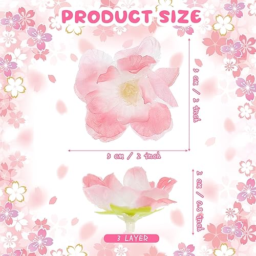 Miniatura 8 de 300 pétalos de flor de cerezo artificiales, flores de cerezo falsas, peonía y margarita, decoración de cabeza floral Sakura para vestido, accesorios