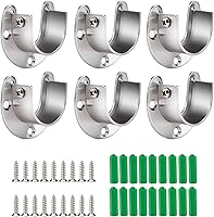 Vista 1 de Cosweet 6 Packs Stainless Steel Closet Pole Sockets- Closet Rod End Supports, Flange Set Rod Holder with Screws for Easy Installation&Quick Removal