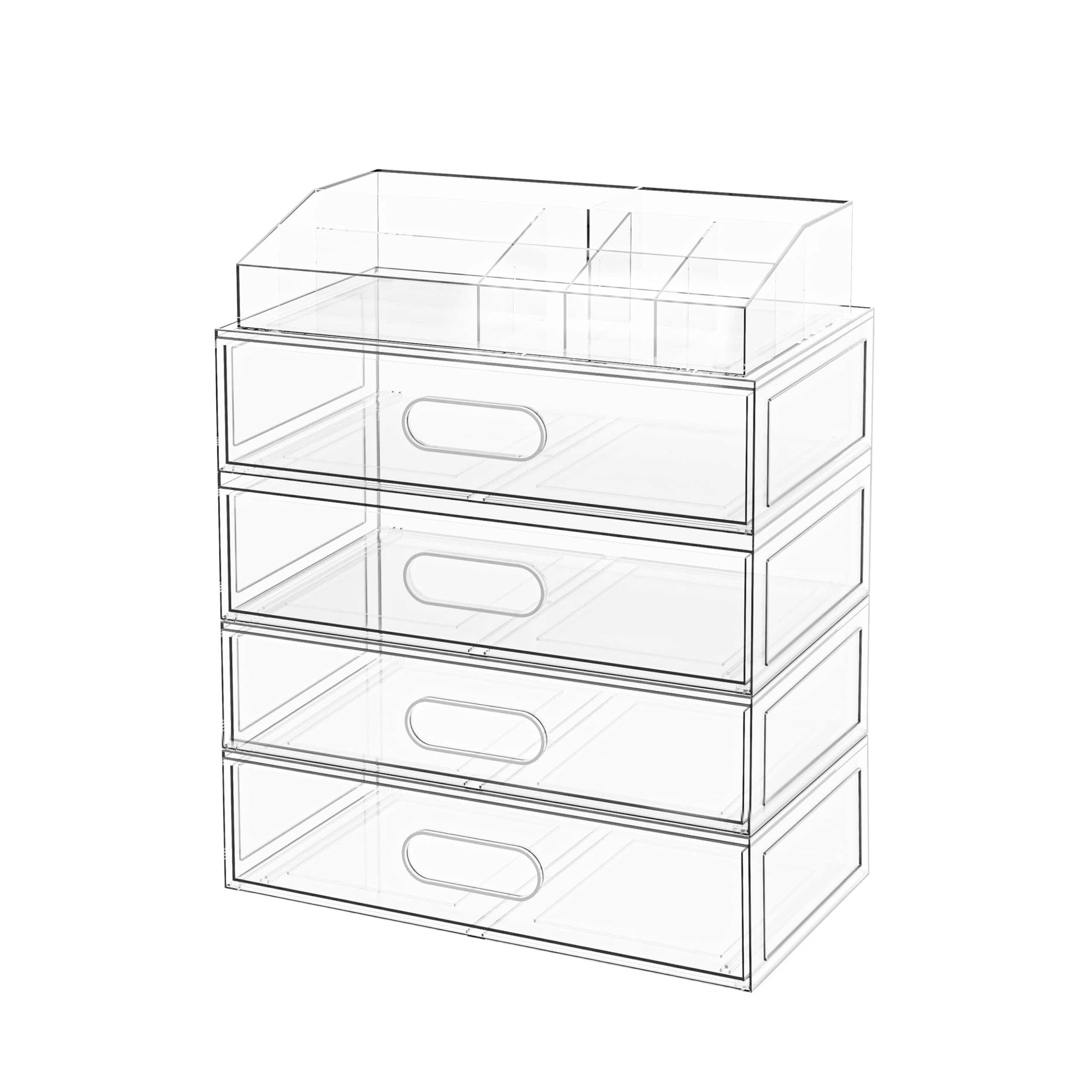 Photo 1 of Aurblozen Clear Stackable Acrylic Makeup Organizer with Drawer