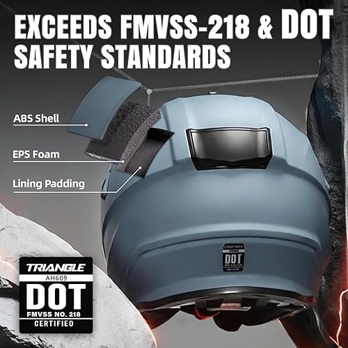 Miniatura 2 de TRIANGLE - Casco de motocicleta para deportes duales, casco para bicicleta todoterreno, ATV, casco de cara completa para adultos, hombres, con