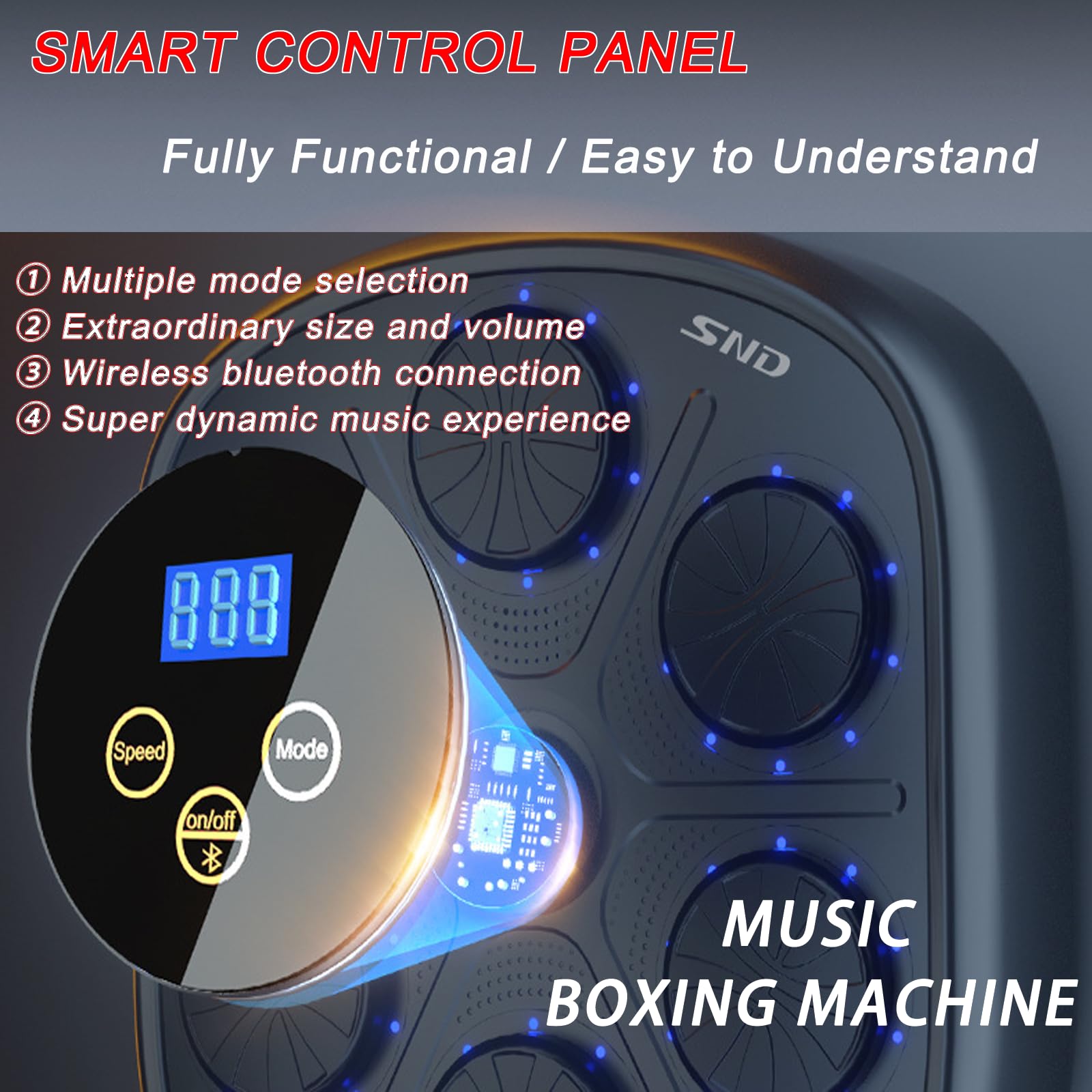 Muzyczna maszyna bokserska dla dorosłych i dzieci, montowany na ścianie cel bokserski, inteligentny odtwarzacz muzyczny Bluetooth, do użytku w pomieszczeniach, siłowni, sali bokserskiej