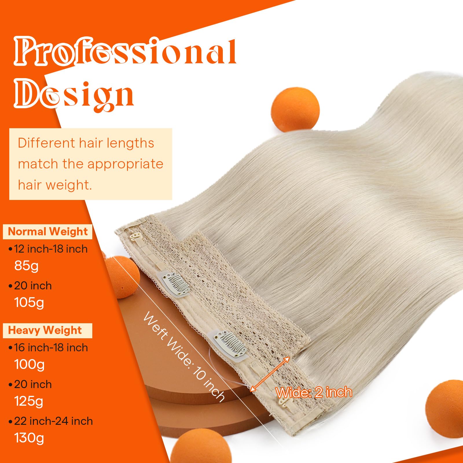 Sunny 95g Wire Hair Extensions Platinum Blonde Invisible Wire Hair Extensions Human Hair with Adjustable Clip ins Human Hair Extensions Blonde Short Hair 16inch