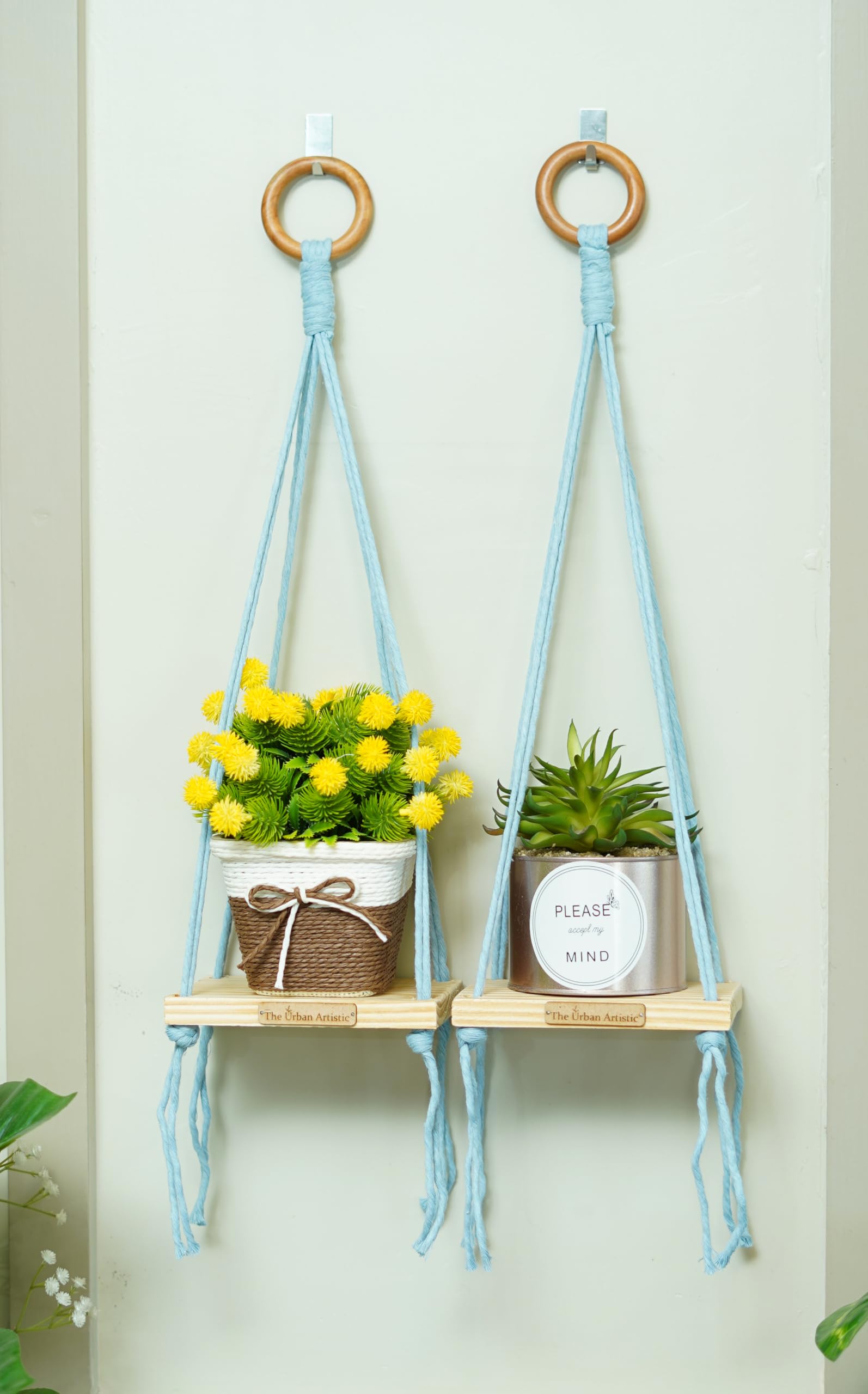 THE URBAN ARTISTIC Indoor Wall Hanging Shelf Bohemian Decor for Bedroom Living Room | Lavender | Pack of 2 (B0CMLRFMRL) Amazon Price History, Amazon Price Tracker
