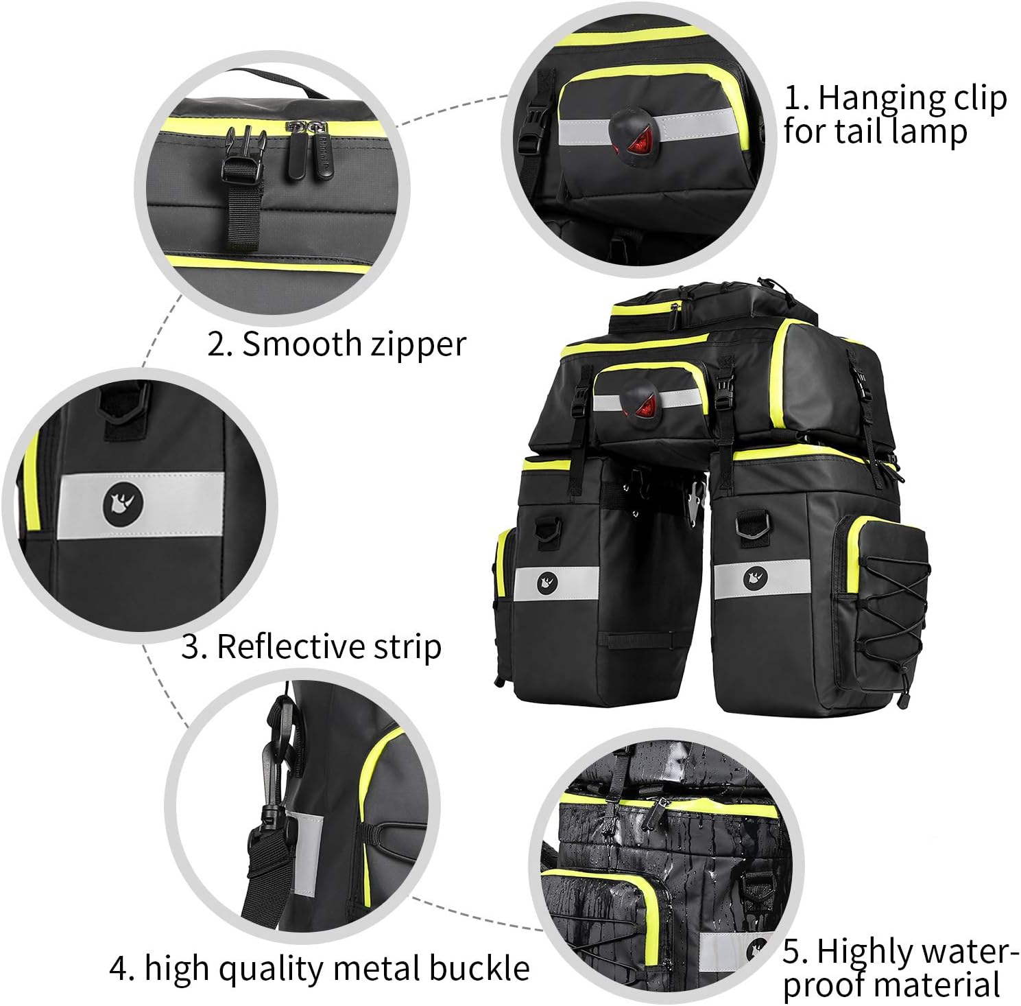 HUNTVP 3 in 1 Multifuctional Bicycle Expedition Touring Cam Pannier Bag (Fluorescent green)