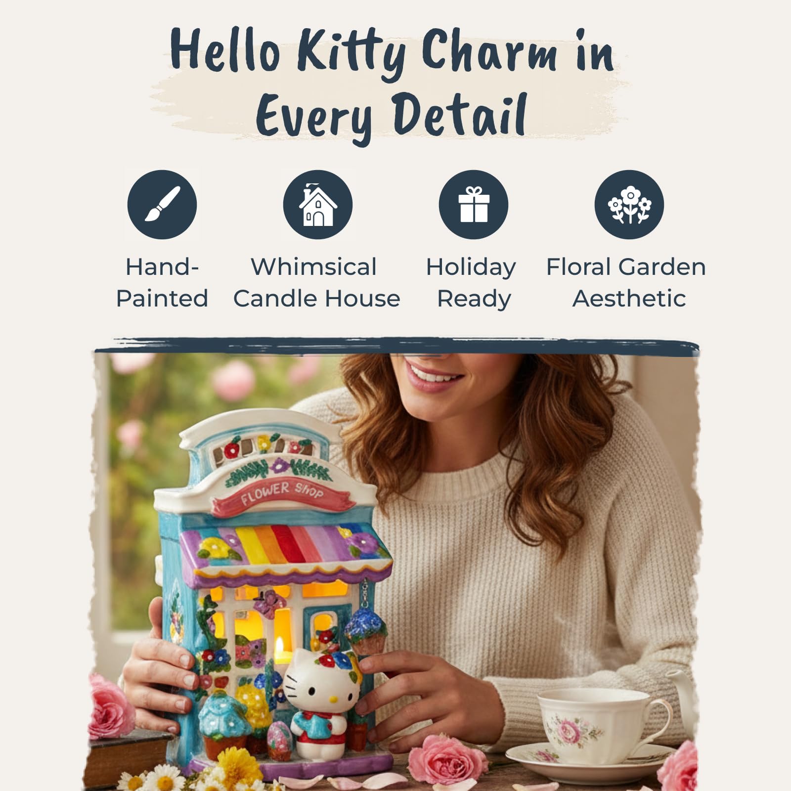 Amazon.com: Blue Sky Clayworks Hello Kitty Floral Garden Flower