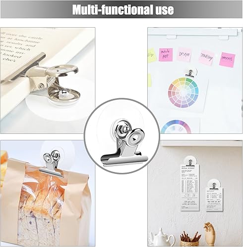 Miniatura 10 de Clips de metal autoadhesivos, 12 clips autoadhesivos fuertes para colgar y organizar, clip de resorte para pósteres de papel, tapiz de fotos, pared,