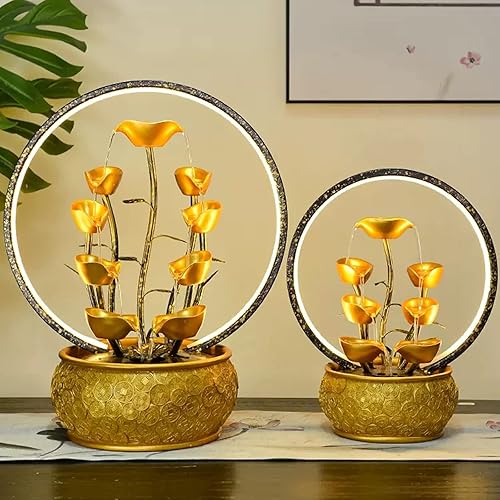 Miniatura 4 de Fuente de agua de mesa, fuente de agua para interiores, fuente de cascada, fuente de Feng Shui, fuente de mesa de buena suerte con luz, decoración