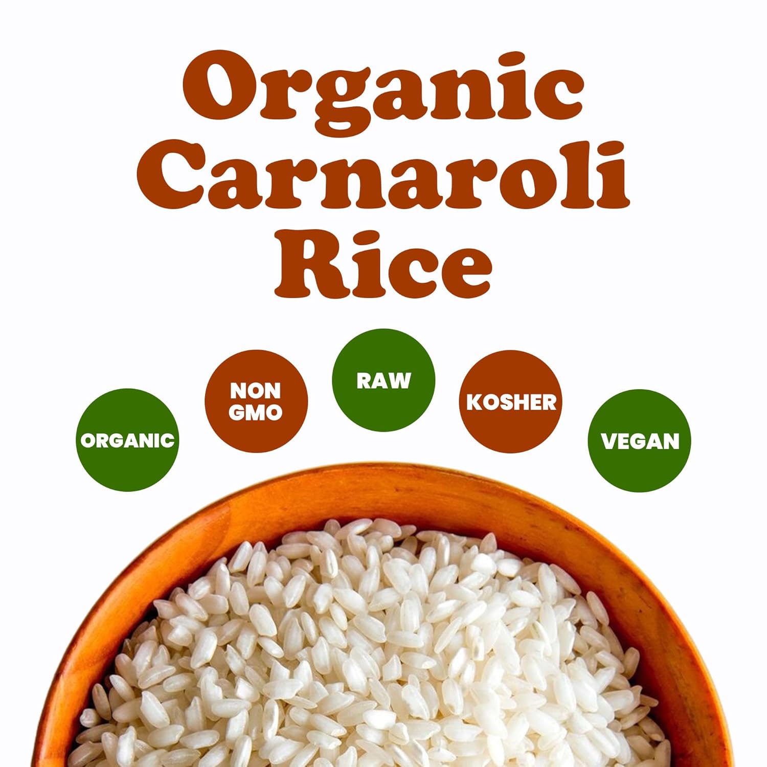 Food to Live Organic Carnaroli Rice, 5 Pounds – Premium Italian Risotto Rice, Ideal for Creamy Risottos and Gourmet Cooking, Non-GMO, Vegan, Kosher, Bulk