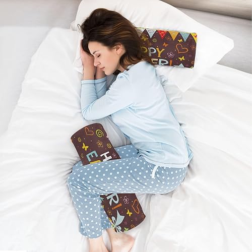 Miniatura 6 de Happy Easter Elegant Brown Egg Health Cervical Neck Roll Pillow Neck Roll Pillow Case Neck Round Pillow for Lumbar Support Pillow Cylinder Pillows