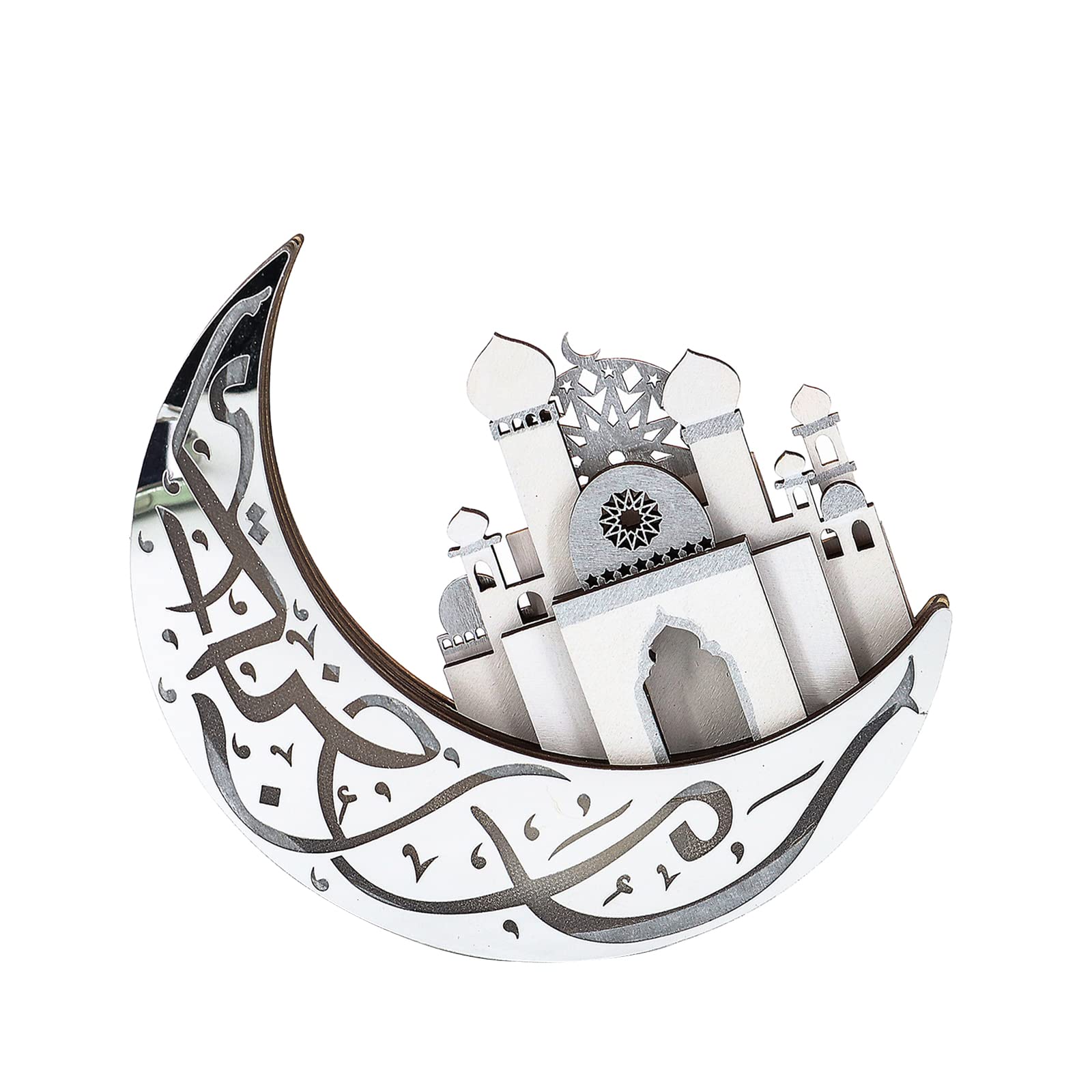 Kalttoy Silver Wood Ornaments Wood Eid Party Supplies Ornament For Rooms Party Decorations Eid Supplies