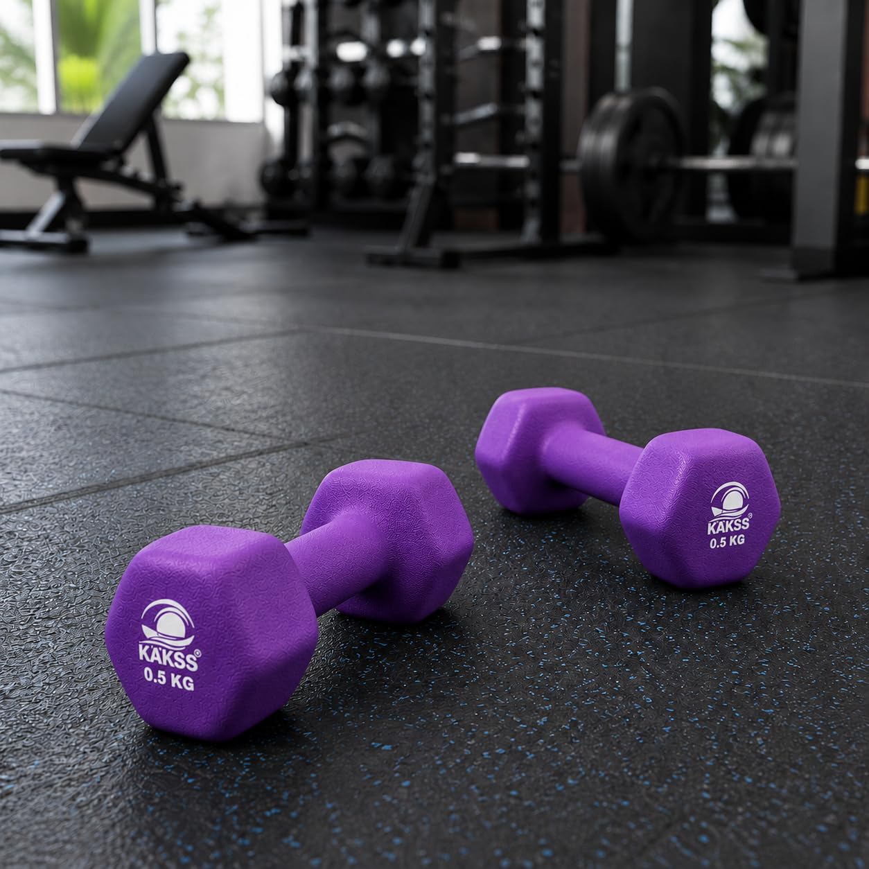 Kakss 6kg Neoprene Dumbbell Set with Stand -8