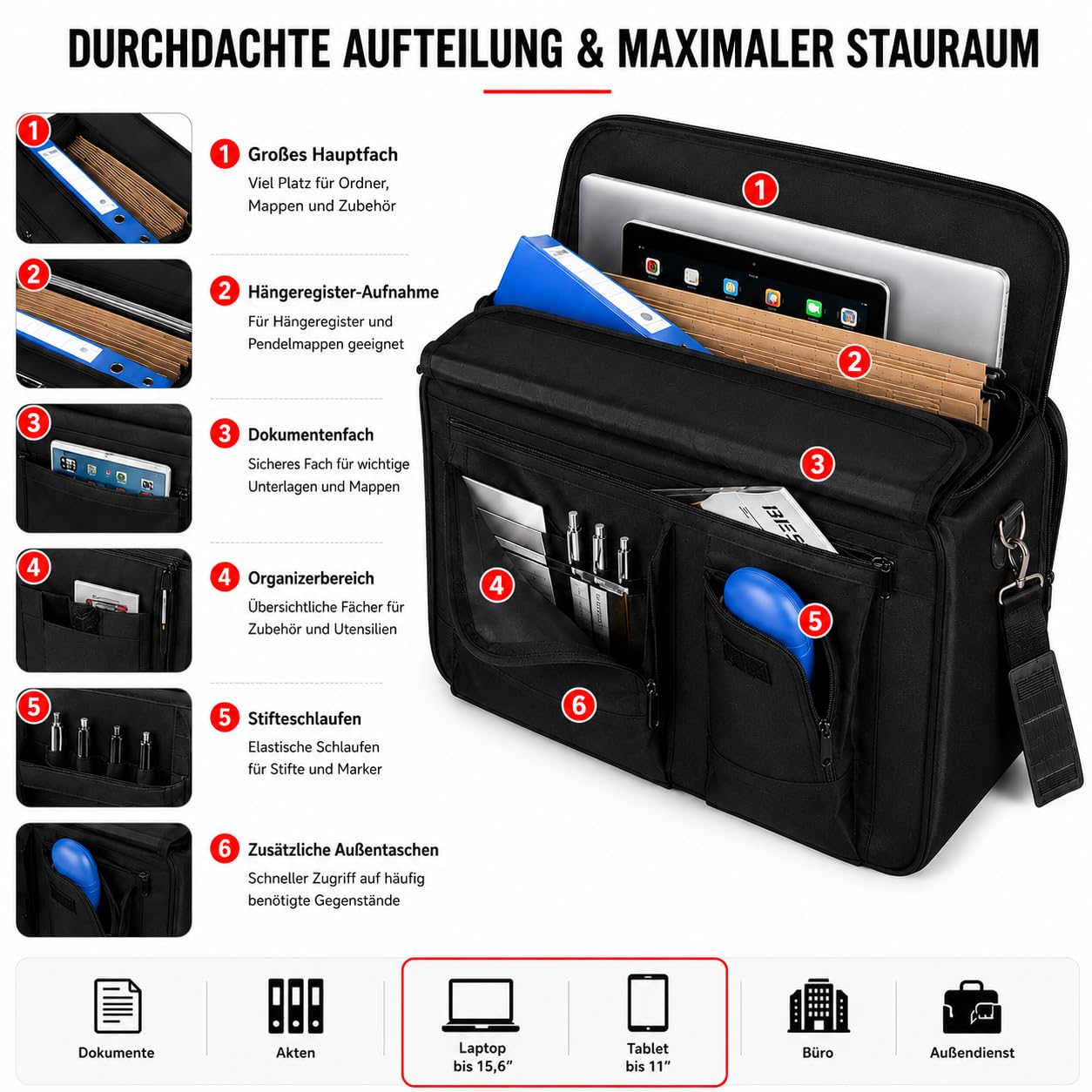 Koffer 46008 - The Flight Pilotenkoffer, aus Polyester, Schwarz 45 x 34 x 20 cm, 11,5 liters 10100194