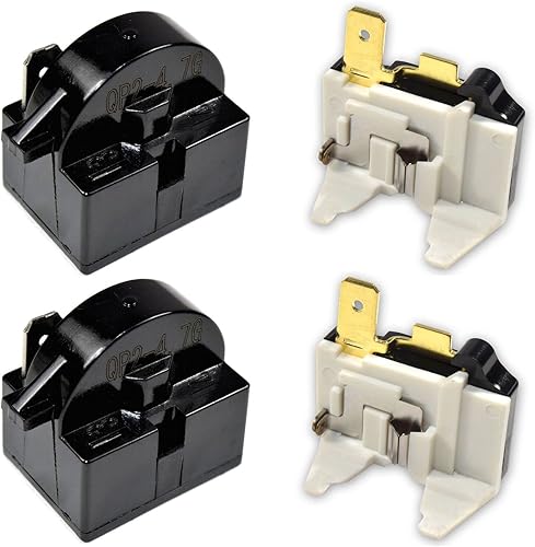 HQRP Paquete de 2 compresores de 4.7 ohmios y 1 pin PTC StarterStart Relay y Kit de sobrecarga compatible con mini refrigeradores, refrigeradores