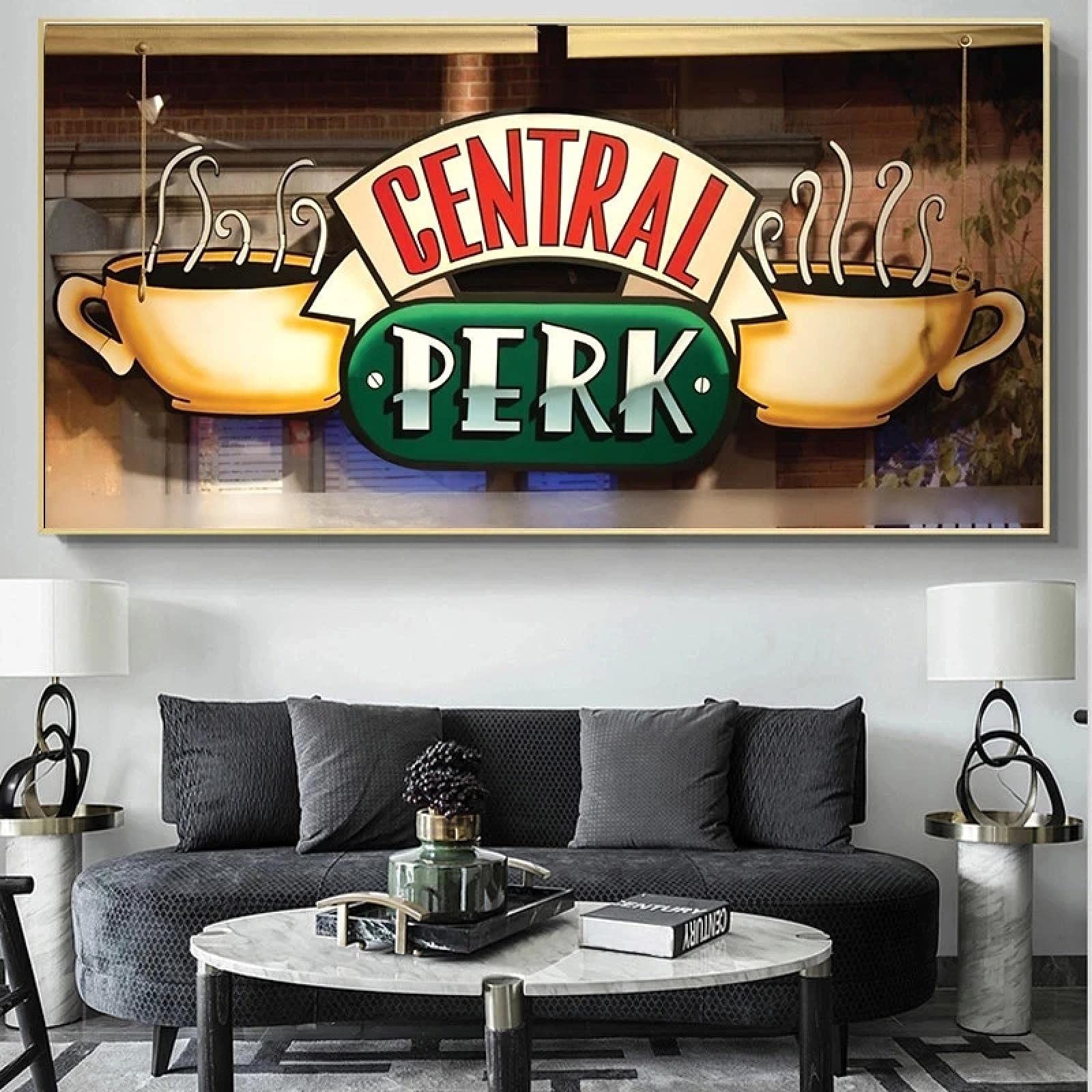 Guying Art Central Perk Cafe Quadro su Tela Amici Serie TV Poster e Stampe Quadri su Tela Immagini per Soggiorno Decorazioni per la Camera da Letto 50x100cm(20x39in) con Cornice