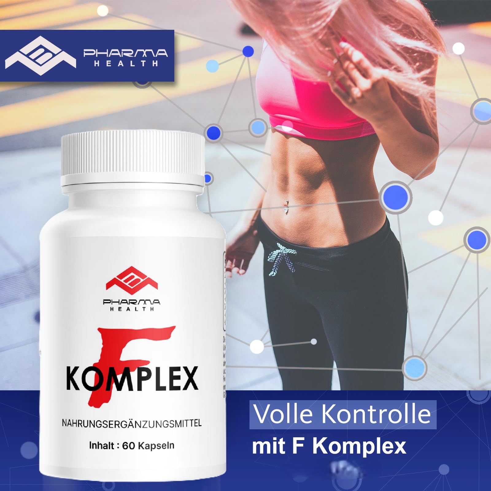 F Komplex Kapseln | HOCHDOSIERTE Supplements | Mit Grüntee Extrakt und Koffein | 60 Kapseln