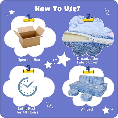 Miniatura 71 de MeMoreCool Sofá modular para niños de 1 a 3 años, 8 piezas de dinosaurio que brilla en la oscuridad, sofá de espuma para niños, juego convertible