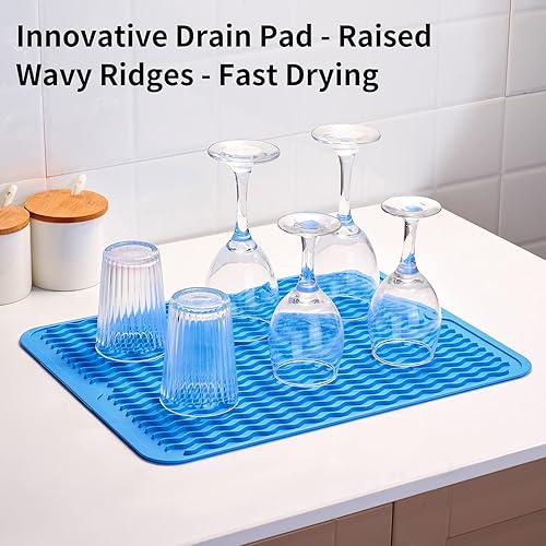 Miniatura 2 de Tapete de silicona para secado de platos para encimera de cocina, grande, multiuso, ecológico, para encimera de cocina mate, fácil de limpiar,