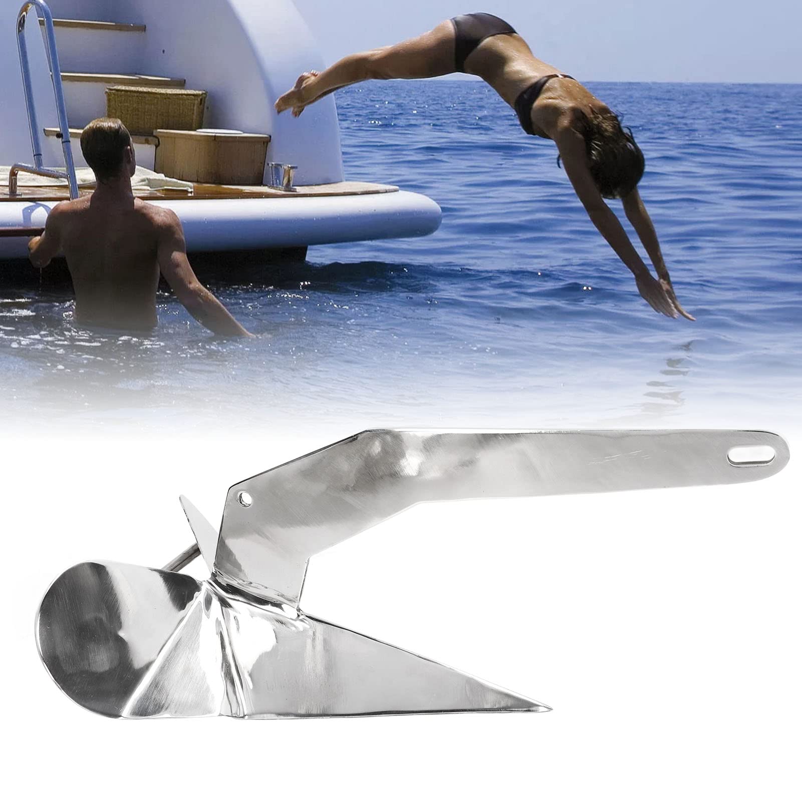 Ancla para Barco Torvex, Ancla de arado Estilo Delta de 4 kg, Ancla Marina Tipo ala Triangular para Amarre de Barcos en la Playa, sujeción de