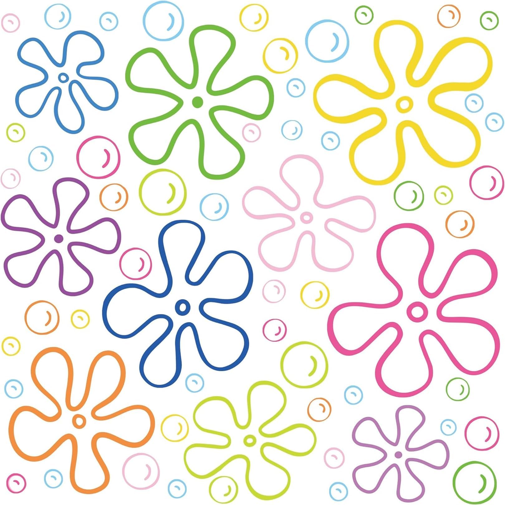 156PCS Flowers and Bubbles Wall Decals Under The Sea Birthday Party Peel and Stick Colorful Bubble Stickers Car,Bedroom,Bathroom,Windows,Laptop Decor 6 Sheets, 30cm x 10cm Each,Static Cling,Removable