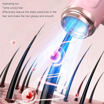 Portable Cordless Hair Dryer, VELATEMOR 15000mAh USB Rechargeable Compact Hair Dryer with Hot and Cold Wind Multi Modes for Travel and Dormitory Pink