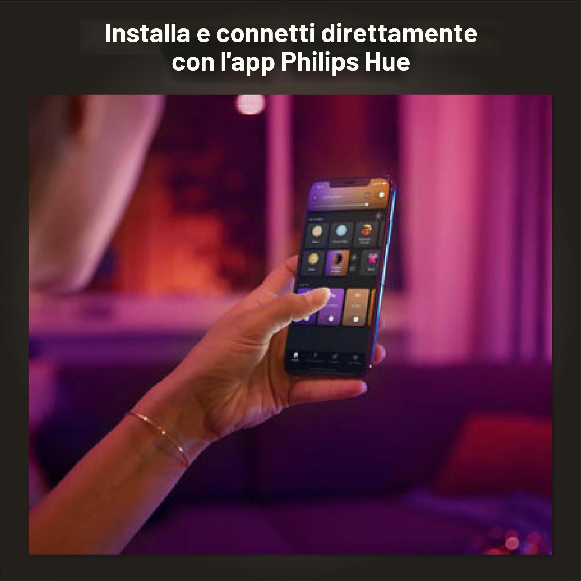 Philips Hue Centris, Faretti da soffitto, 4 luci, Bianco | Luce bianca e colorata, Smart LED, Dimmerabile, 16 milioni di colori, Controllo via app, Compatibile con Amazon Alexa