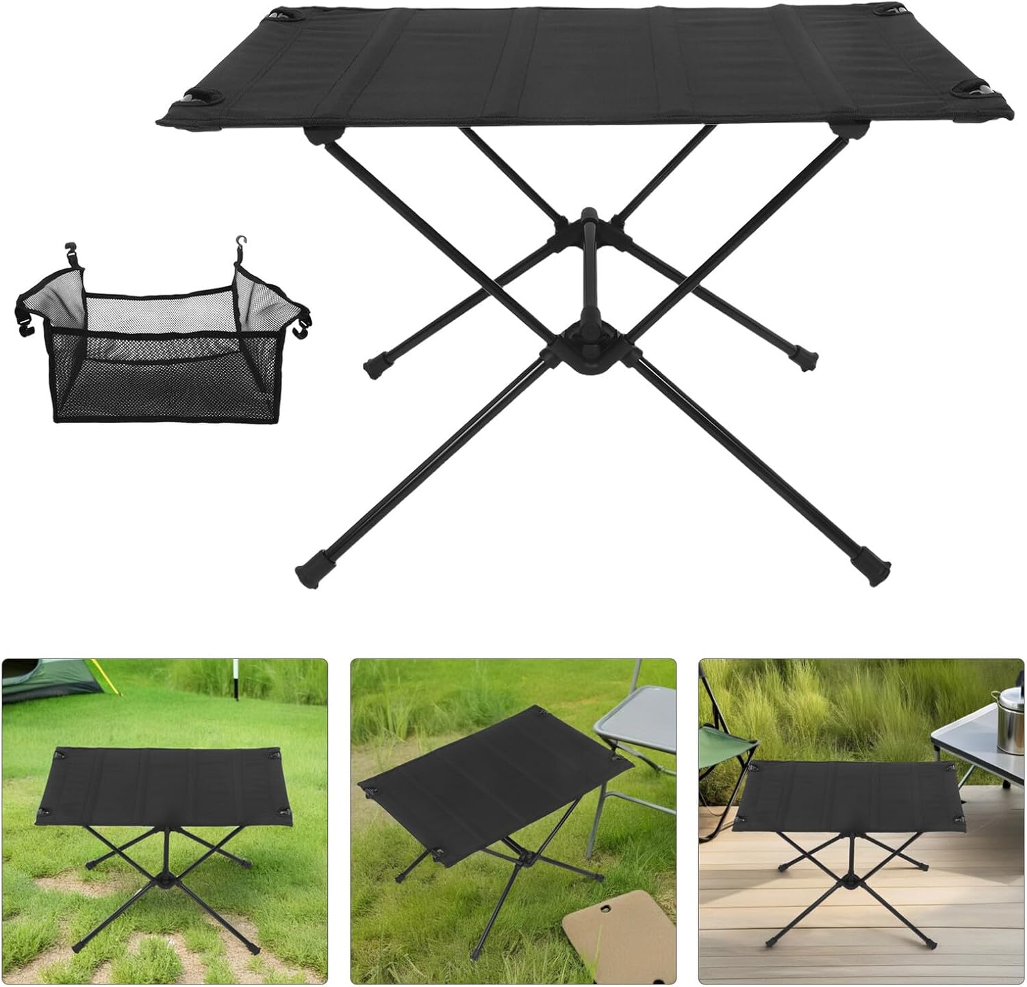 Cabilock Portable Folding Aluminum Camping Table with Storage Net, Lightweight Small Outdoor Foldable Picnic Desk for Hiking, BBQ, Travel and Backpacking