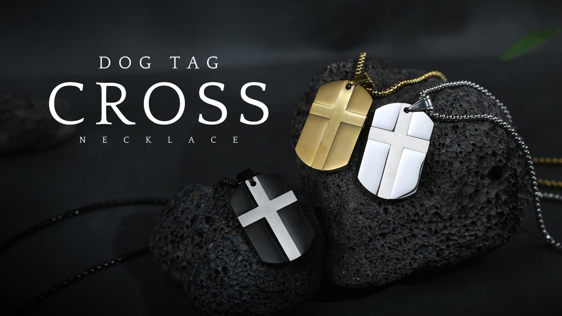 HZMAN Isaiah 41:10 Jewelry, Stainless Steel Cross Dog Tag Necklace