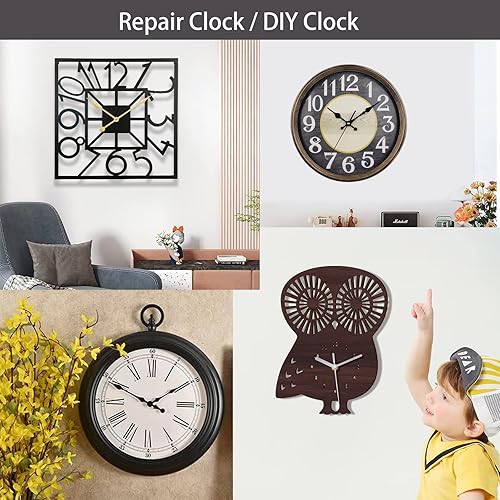 Miniatura 7 de DEEWISH Mecanismo de reloj de cuarzo de repuesto con pilas, piezas de reloj de pared para hacerlo tú mismo (longitud total del eje de 3364 pulgadas,