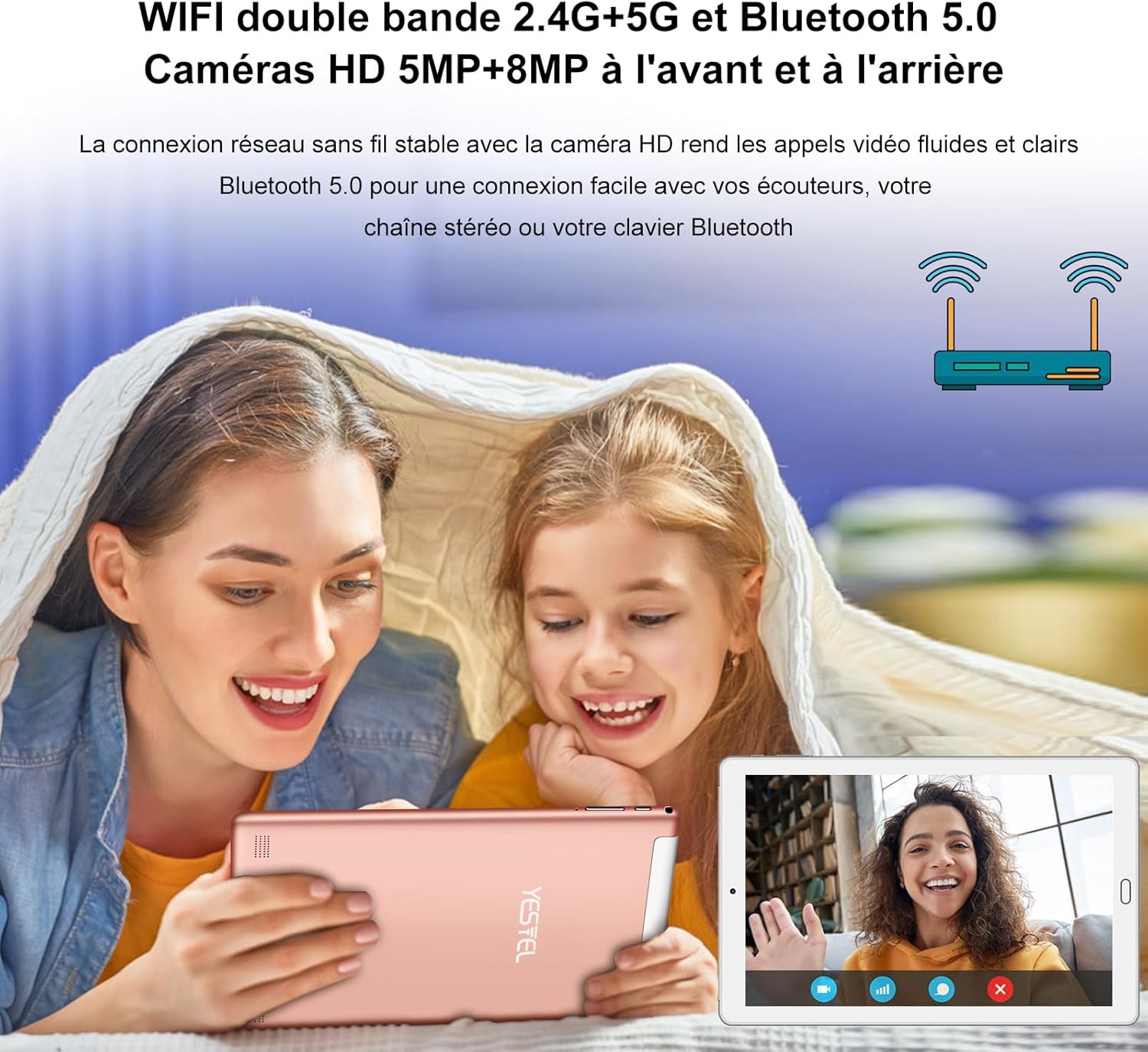 Tablet 10 Pulgadas, 10GB RAM + 64GB ROM Ampliable 1TB, Android, WiFi 5G/2.4G, Octa-Core 2.0GHz, 6000mAh, Cámara 5MP+8MP, Cuerpo Metálico, GPS, BT 5.0, USB-C – Oro 7