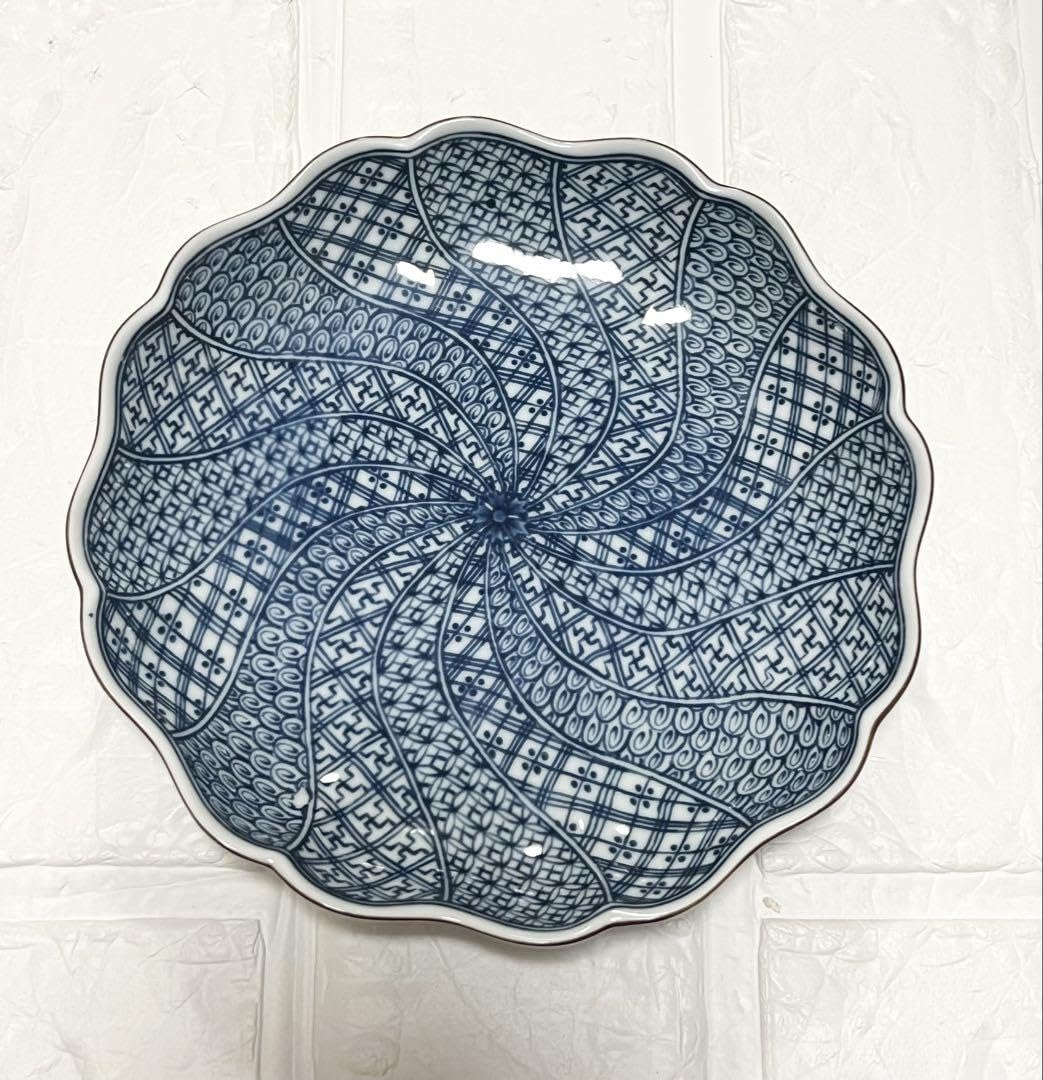 Tachikayoshi Tachikichi Twisted Shozui Sometsuke Wonhana Namei Dish, Approx. 6.3 inches (16 cm), 5 Sheets