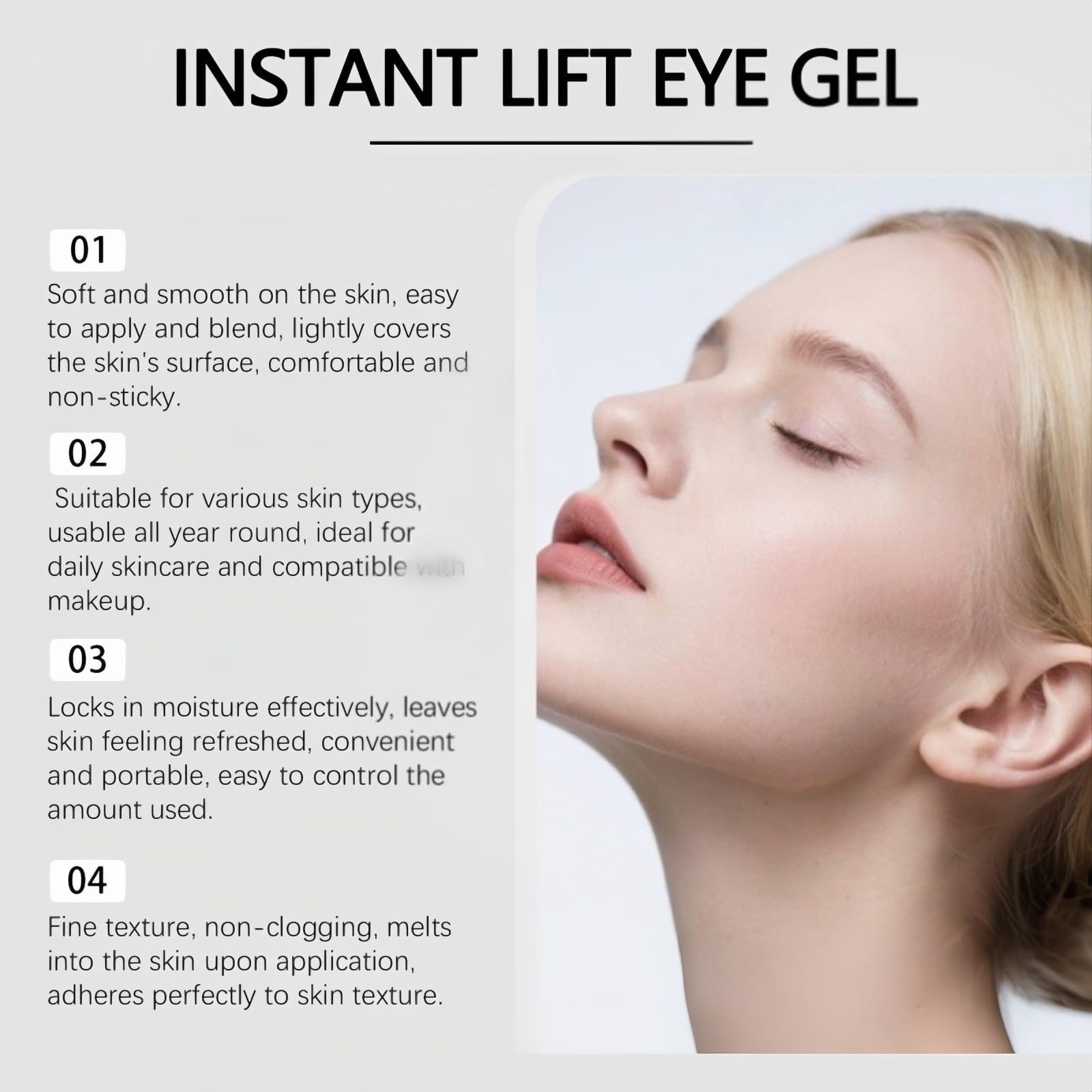 Gel lifting istantaneo per gli occhi, Retinol Creme Contorno Occhi, Anti-occhiaie, Crema Riparatrice Occhi Idratante, Corregge rughe, tasche, occhiaie e rilassamento del contorno oculare. | Idratare e levigare la pelle del contorno occhi.
