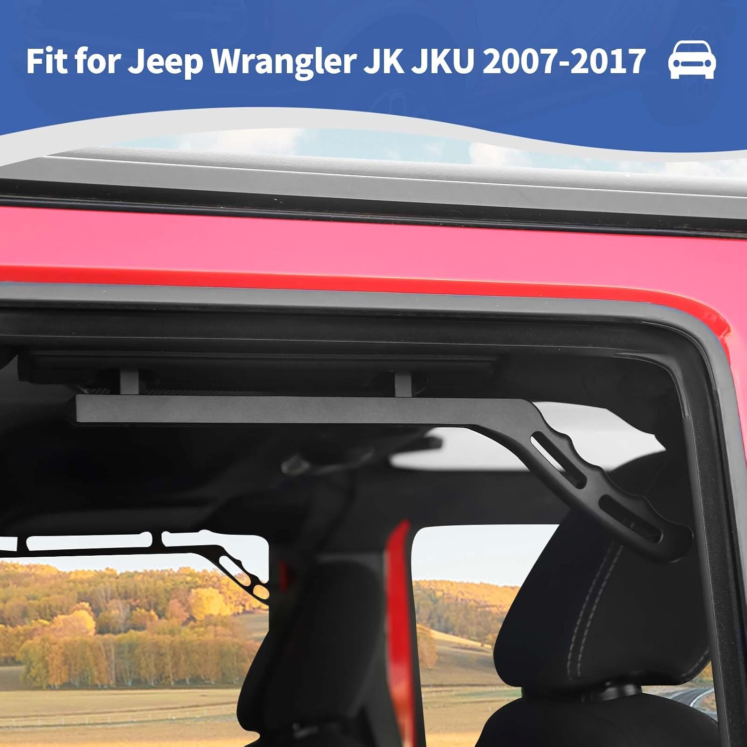 RT-TCZ for Jeep JK Grab Handles 4 Door Aluminum Grab bar Kit for Jeep Wrangler JK JKU 2007-2017 Black Accessories 4pcs