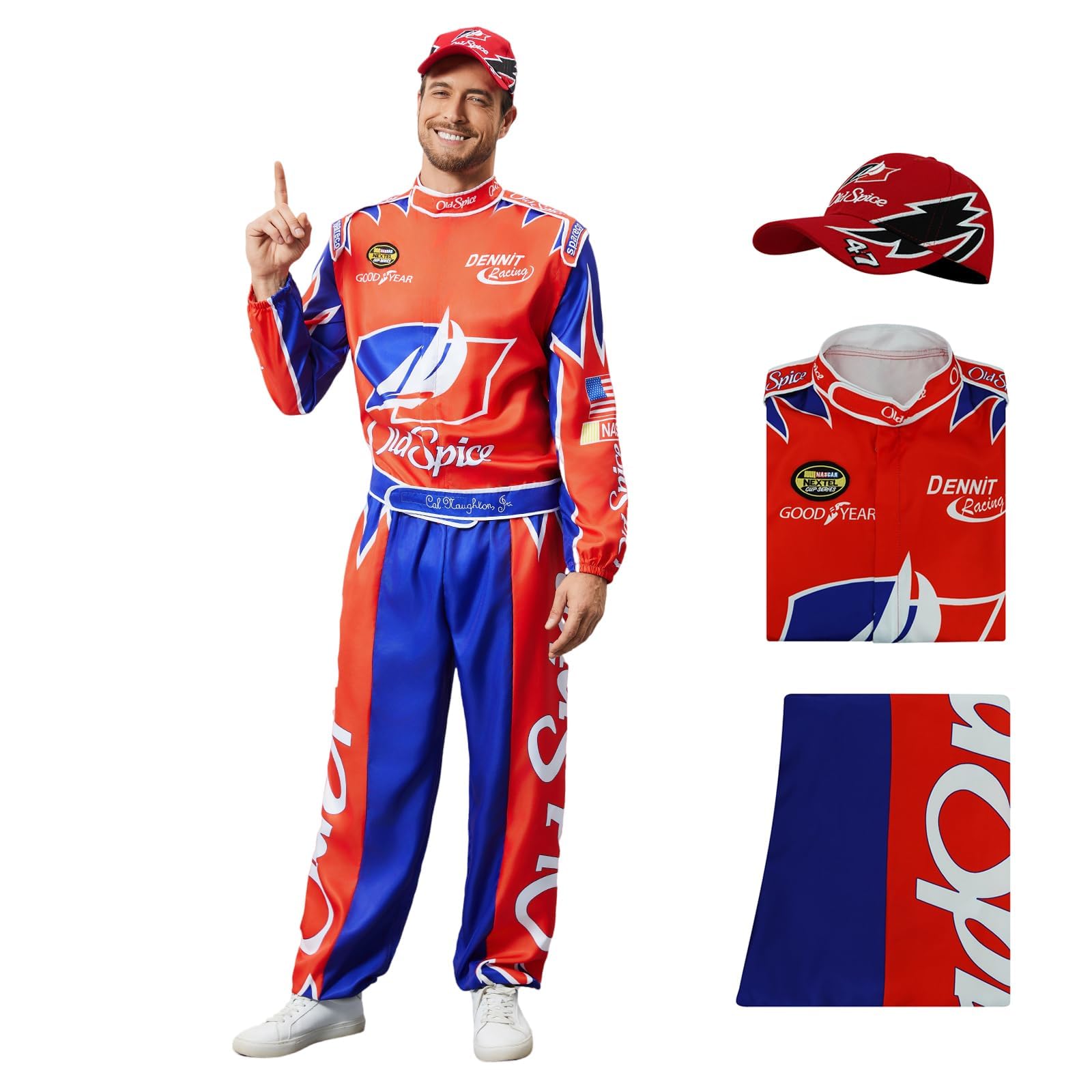 AYYOHON Race Car Driver Costume Jumpsuit Adult Racing Suit Outfit Jacket Pants Set Halloween Nights Outfits for Men S