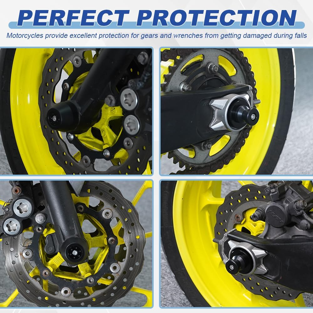 Rear Front Axle Sliders Fit for MT-07/FZ-07 2014-2024 Motorcycle Frame Sliders with Swing Arm Stand Bobbins