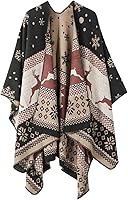 Vista 172 de Poncho chal para mujer, suéteres suaves y cálidos para mujer, parte delantera abierta, poncho de viaje para otoño, invierno y primavera