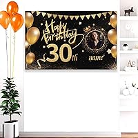 Vista 5 de Custom Happy Birthday Banner,Customize Photo Name and Age Banners Decorations Backdrop for Women Men Boys Girls, Personalization Birthday Banners