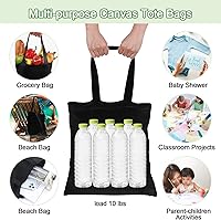 Vista 7 de Roowest Paquete de 60 bolsas de lona a granel de 16 x 15 pulgadas, ligeras, medianas, reutilizables, de tela para compras, regalos de bricolaje Negro