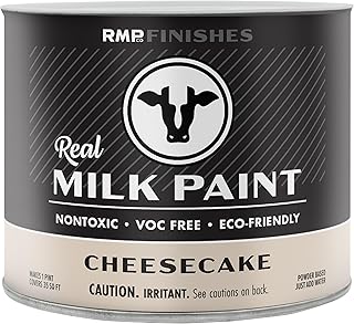 RMP Finishes Real Milk Paint Powder for Wood Furniture, Cabinets, Walls, Brick, and Stone, Matte Finish, Water-Based, Organic, Cheesecake, 1 Pint