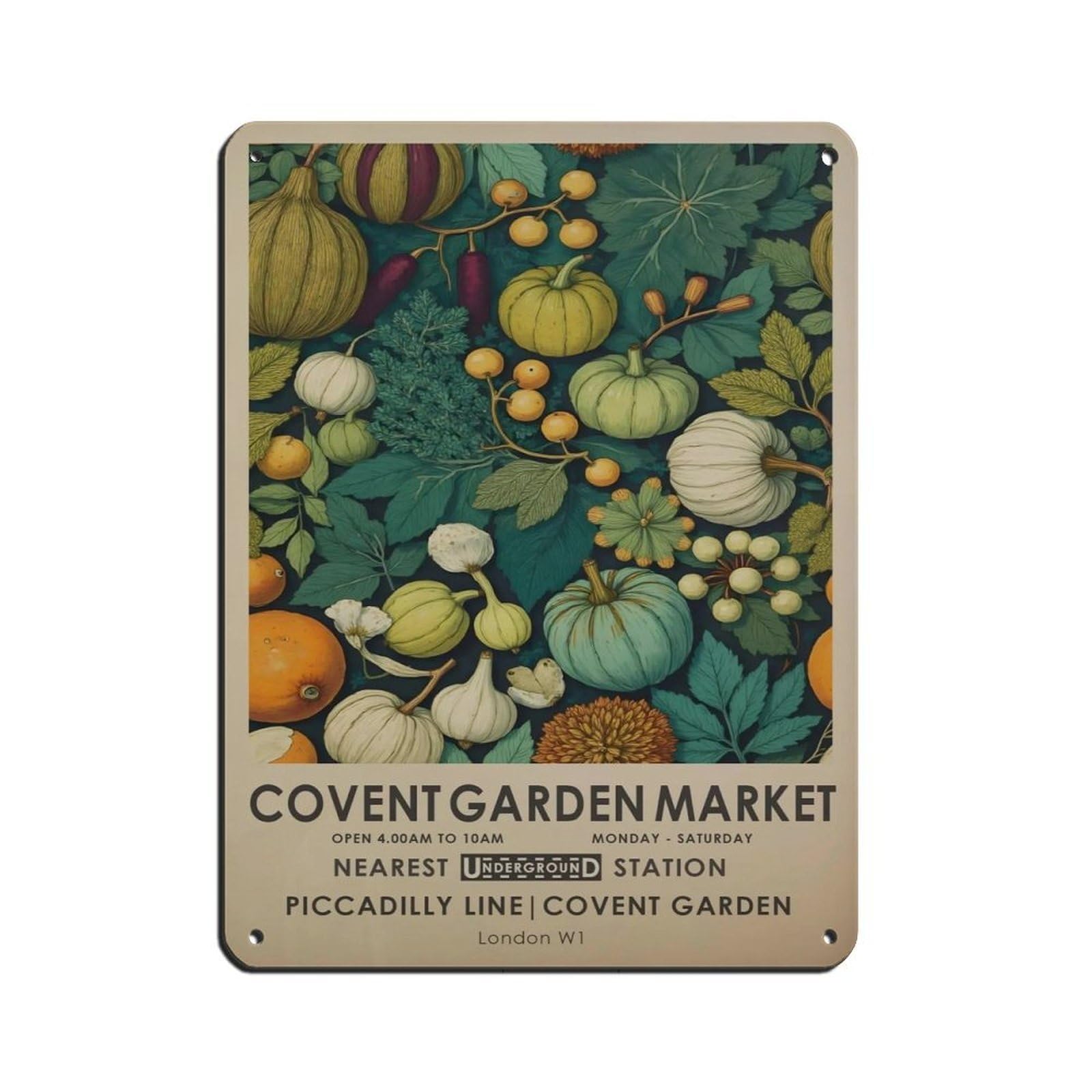 Covent Garden Market,vintage Botanical Art Retro Poster Metal Tin Sign Chic Art Retro Iron Painting Bar People Cave Cafe Family Garage Poster Wall Decoration 12x16inch(30x40cm)