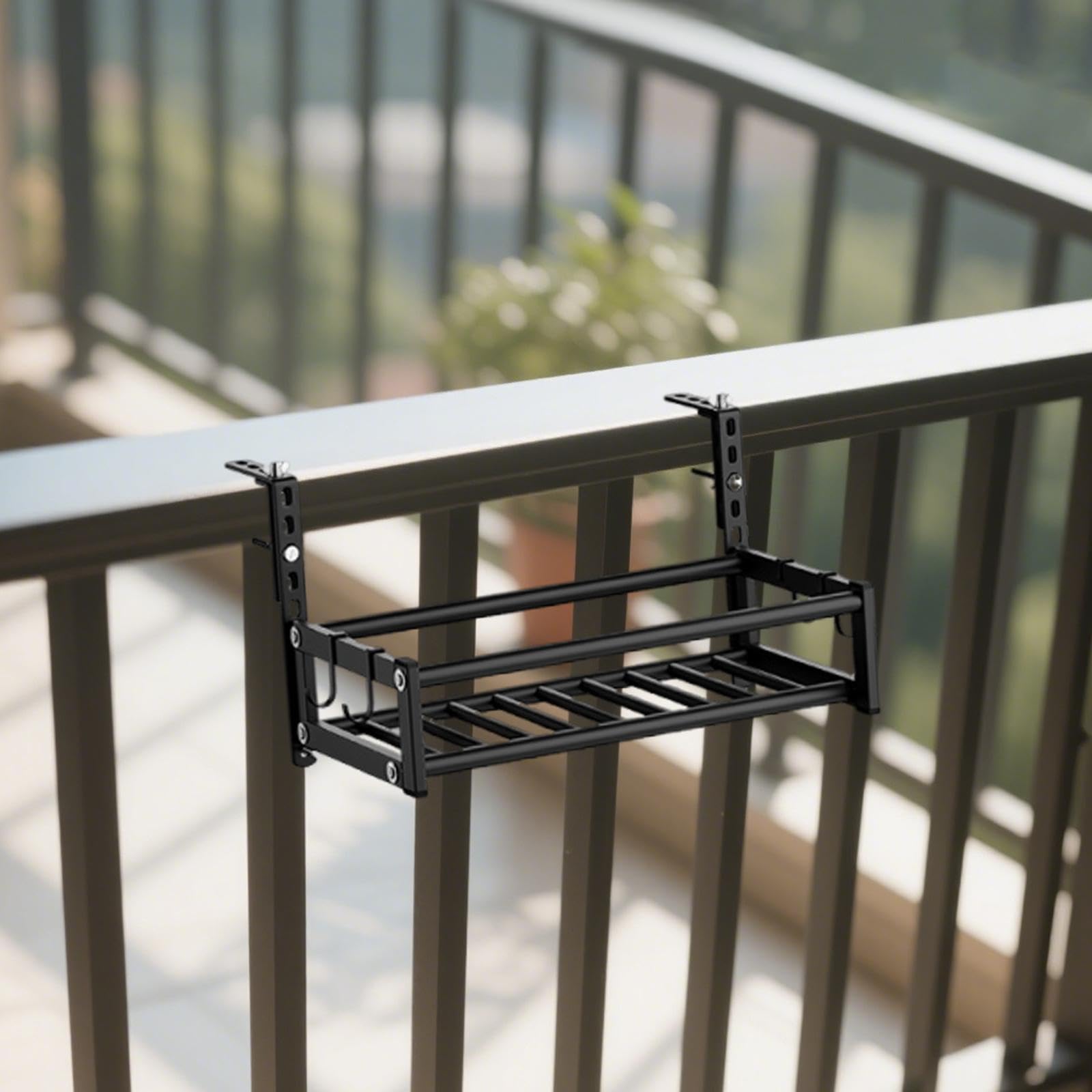 H?ngender Pflanzkübel für Balkon & Terrasse Metall Pflanzkasten elegantes Pflanzenregal Fenster Blumenkasten ativer Pflanzenständer 43 cm Höhe ideal für Blumentöpfe.