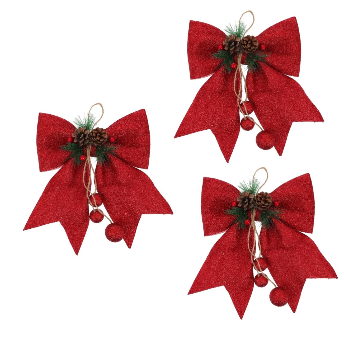Adornos navideños para bodas de invierno y lazos decorativos para el árbol de Navidad DIY 3 ud