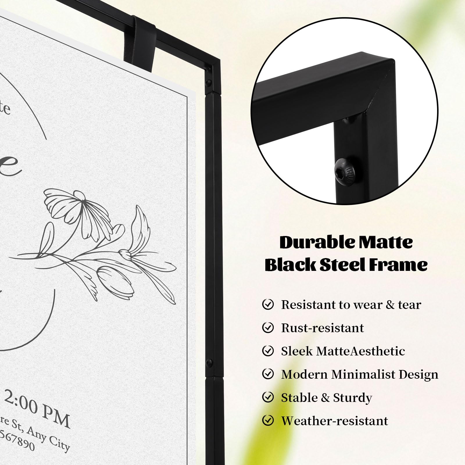 GAESHOW Willkommensschild für Hochzeiten, 73 x 53 x 123 cm, stehende Hochzeitsstaffelei für Willkommensschild, Metall-Staffelei für Sitztische, Hochzeit und Dekoration
