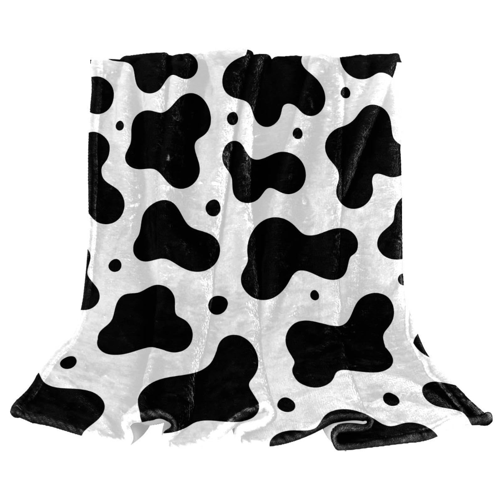 Couverture microfibre au toucher velours, plaid polaire motif vache haut de gamme