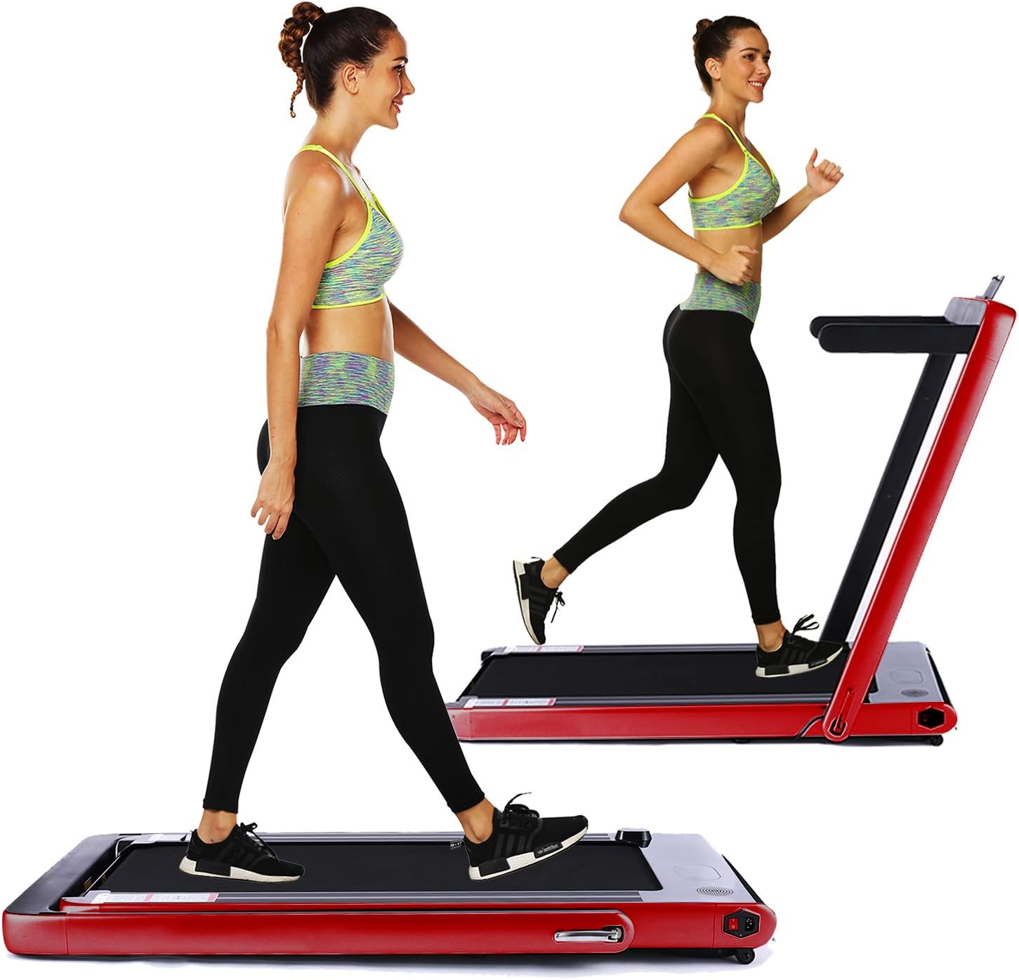 OppsDecor Under Desk Treadmill 2in1 Pad Treadmill Folding Electric Treadmill Installation-Free Remote Control Walking Running Machine with APP for Home Office Workout Indoor Exercise Machine